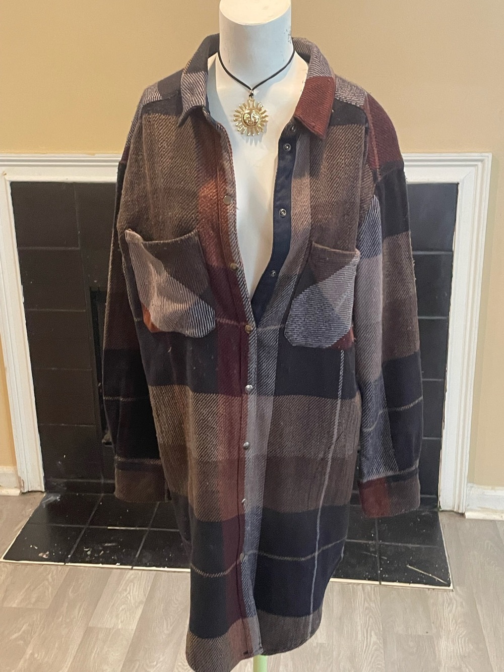Free People Plaid Straight Talk‎ Jacket in Brown, Black, Tan